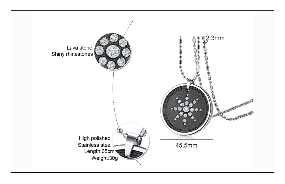 Кулон Quantum pendant ожерелье вулканическая рок энергия сила мужские ювелирные изделия из нержавеющей стали CZ