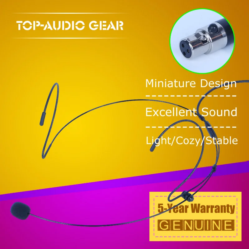

Free Shipping Black Mini XLR 3 Pin TA3F 3PIN Connector Earhook HeadWorn Headset Microphone For AKG Wireless BodyPack Transmitter
