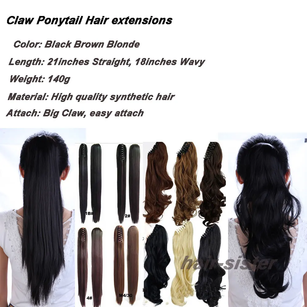 S-noilite Long Wavy Wrap Around Ponytail Claw Jaw in Hair pieces Real Natural Remy Hair Extensions