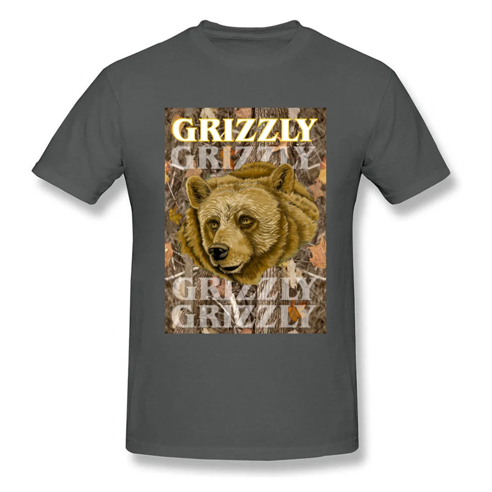 Grizzly T-Shirt Short Sleeve Casual Brand Men Thanksgiving Day Tops Shirts Casual Top T-shirts Round Collar Cotton Grizzly carbon