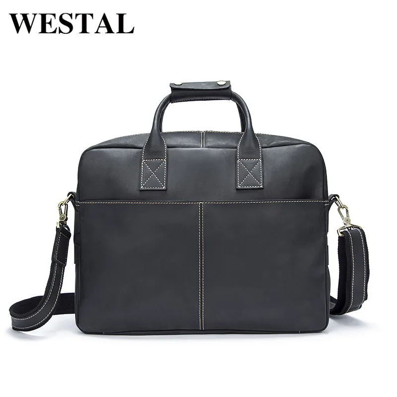 

WESTAL Crossbody Men's Bag Genuine Leather Men Messenger Bags Leather Briefcase Men Bag Fashion Crazyhorse Computer Male Handbag