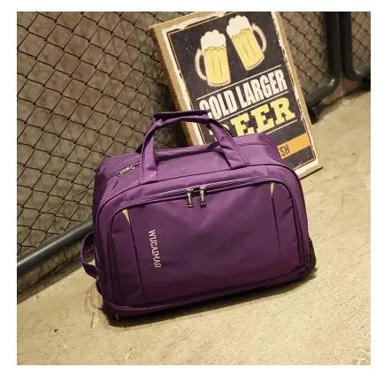 Мужская Дорожная сумка для багажа wo мужской чемодан из материала Оксфорд Дорожные Сумки на колесиках дорожные сумки на колесиках деловые сумки на колесиках - Цвет: purple 20 inch