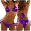 Sexy Women Two-Piece PU Leather Bikini Swimsuit Mini Triangle Thongs+Bra Tops,Lacing Adjust Cute Bathing Bikinis Set Swimwear ► Photo 3/6