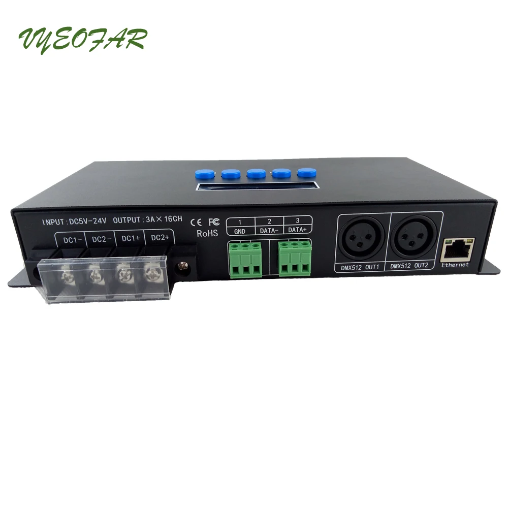 US $275.39 New BC216 DC5V24V 16 Port Artnet To SPIDMX EthernetSPI Pixel Controller 1024 Channel OutputLed Artnet To DMX Controller
