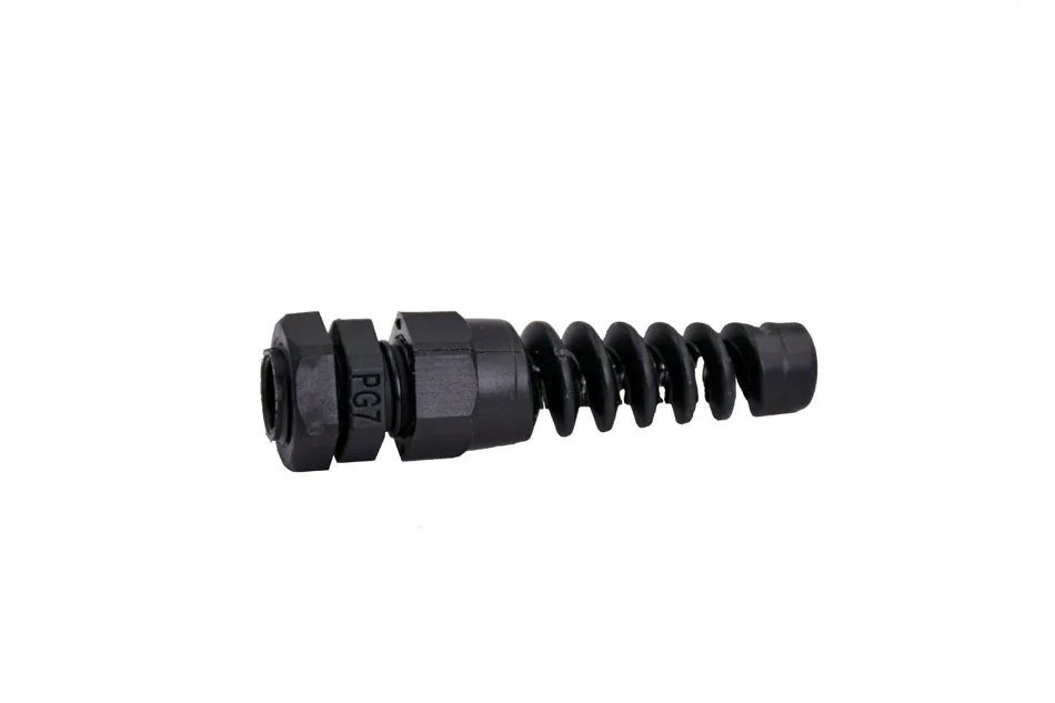 PG7 Black Polyamide Strain Relief Spiral Cable Gland for 3-6.5mm Dia Wire