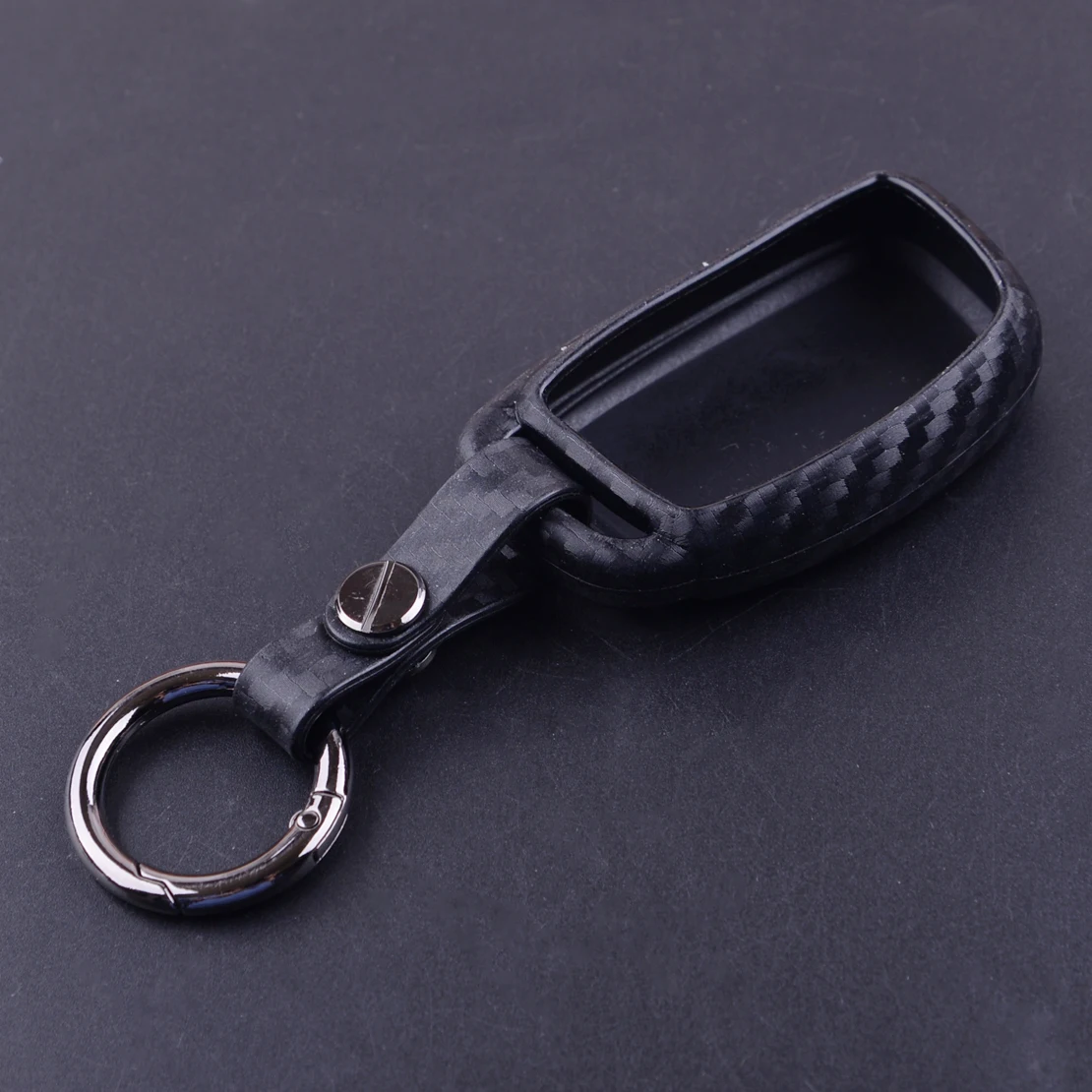 

CITALL Carbon Fiber Remote Car Smart Key Fob Cover Case Holder Keychain Silicone fit for Hyundai Tucson Elantra Sonata 2018