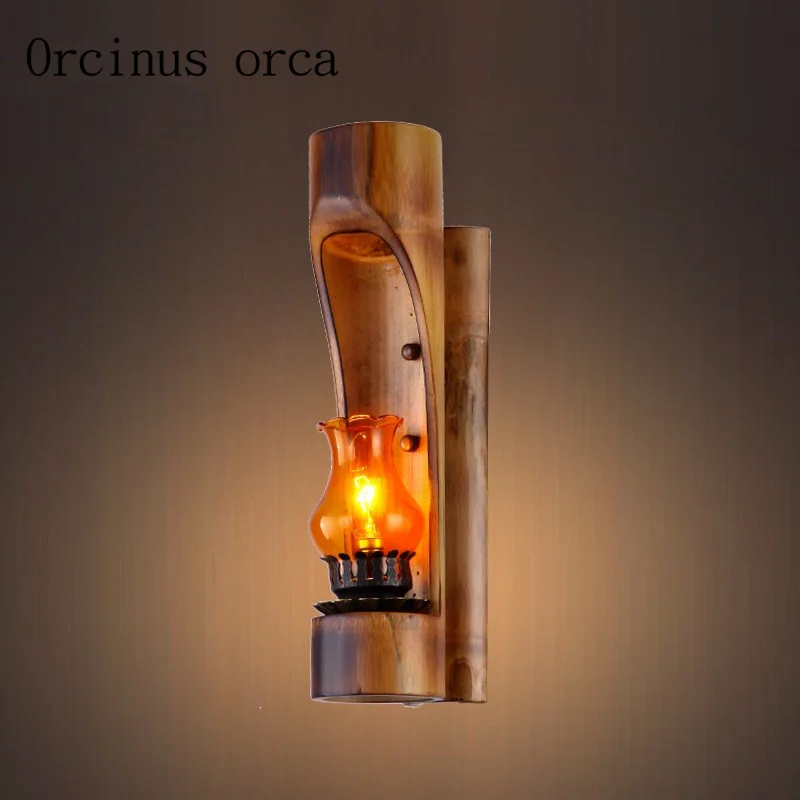 Chinese Antique bamboo creative personality retro restaurant bar lamp lamp bedside lamp