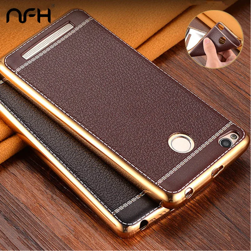 

Litchi Leather Skin Soft Case For Xiaomi Redmi 3S Xiaomi Redmi 3S Pro Electroplating Bumper Silicone Back Cover Case On Redmi 3S
