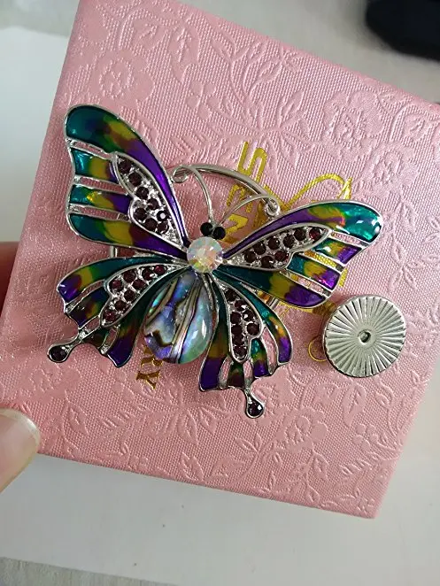 Стиль дизайн SENFAI эмаль красочная бабочка Абалон раковина Кристалл Магнит очки держатель брошь и булавка для женщин