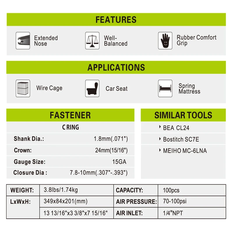 MEITE SC7E 3/" 15GA пневматический Хог кольцо плоскогубцы c-кольцо плоскогубцы пневматические инструменты плоскогубцы использовать для дивана матрас May.10. Обновление инструмент