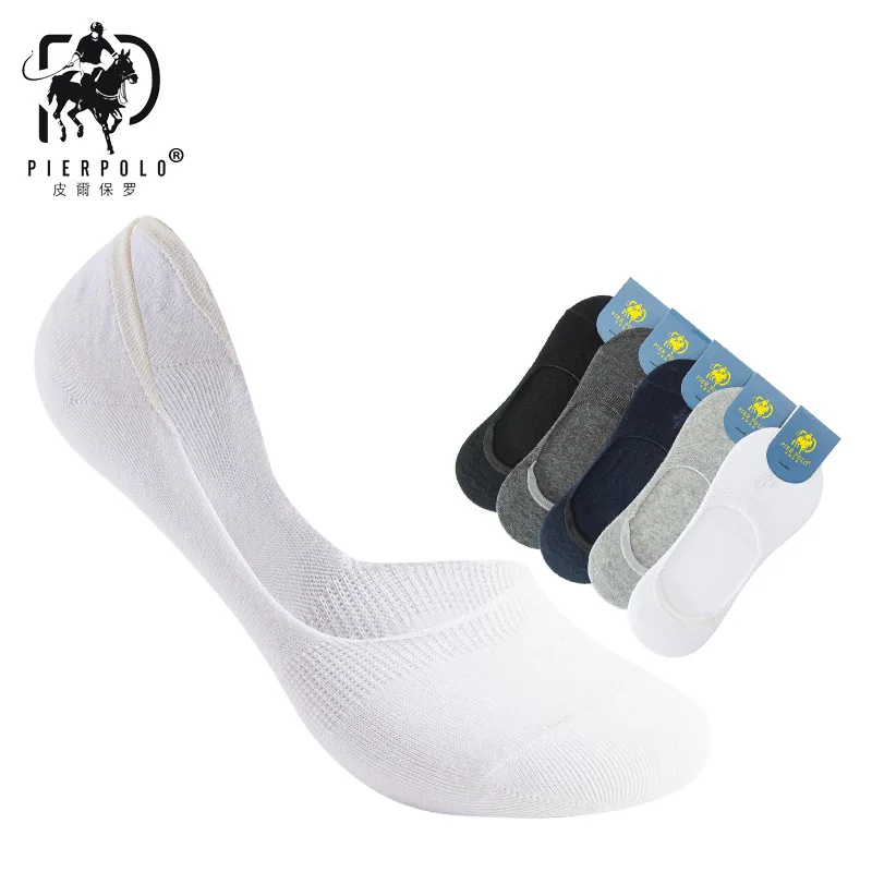 

PIERPOLO 5Pairs/Lot Casual Men Socks High Quality Cotton Socks Summer Brief Invisible Slippers Socks Male Shallow Mouth No Show