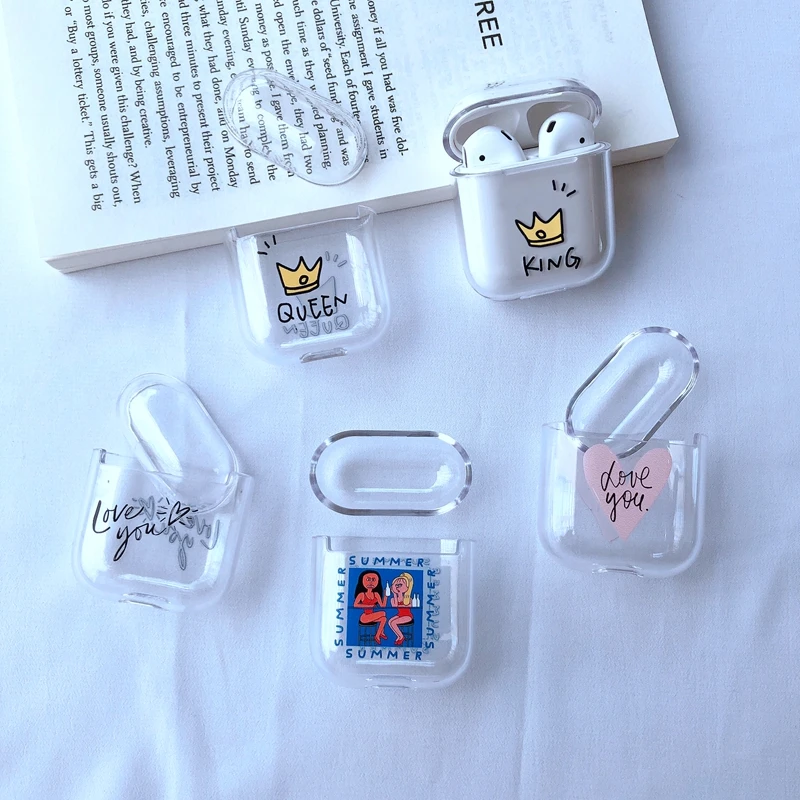 

For Airpods Case Wireless Charge Cute Cartoon Hard Accessories For Airpods Cover Transparent Original Bag Coque Airpods 2 Case