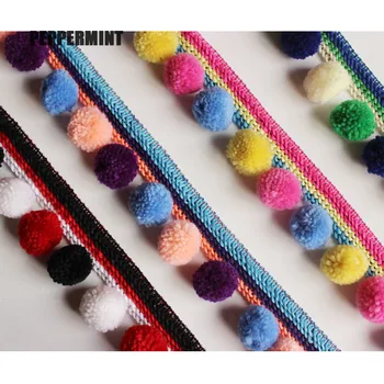 

1yards/lot Curtain Ball Trim Yarn PomPom Trim 4cm Ball Lace 7cm drop Fringed Ribbons DIY Sewing Handmade Accessory