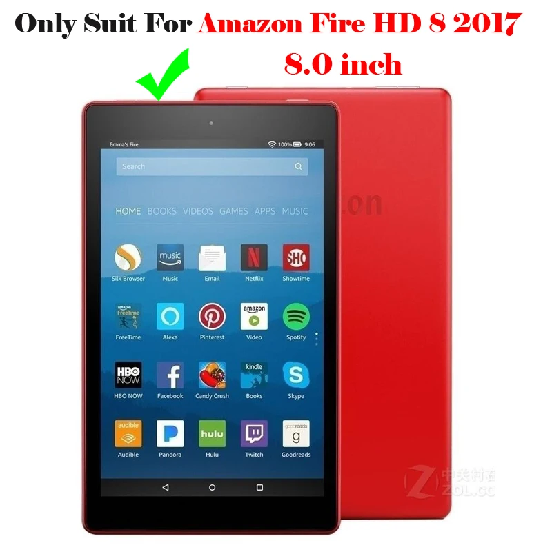Кожаный чехол с откидной крышкой для Fire Amazon HD 8 2017 принтом смарт подставка