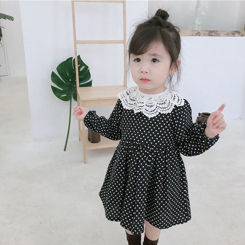 2018 Autumn Kids Lace Collar Girl Princess Dresses Baby Long Sleeve ...