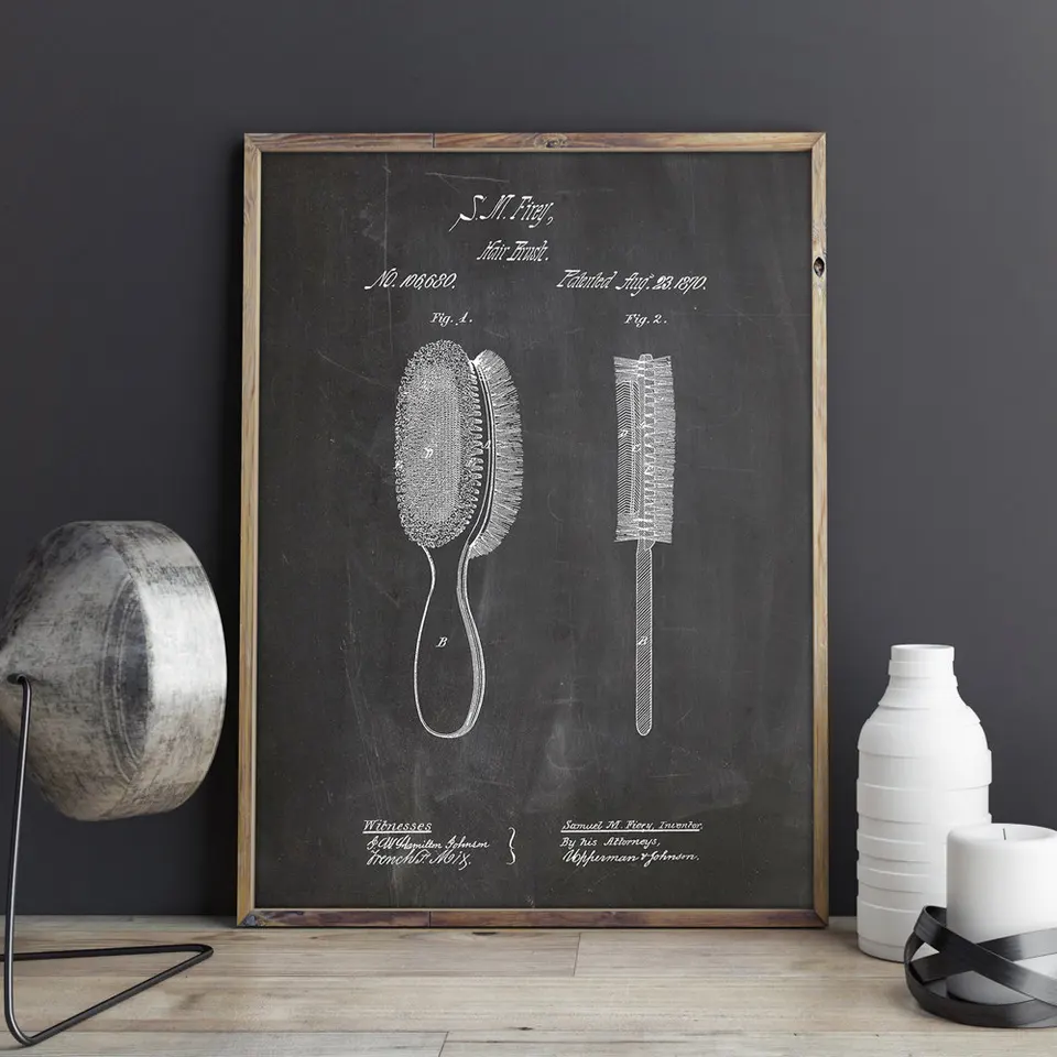 Hair Brush Patent Hair Salon Bathroom Wall Art Prints Poster Home Decor Vintage Blueprint Patent Print Gift Idea Picture Arts Painting Calligraphy Aliexpress