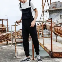 Японский ретро повседневное сиамские Подтяжки брюки для девочек для мужчин осень молния Мужчин's рабочие комбин