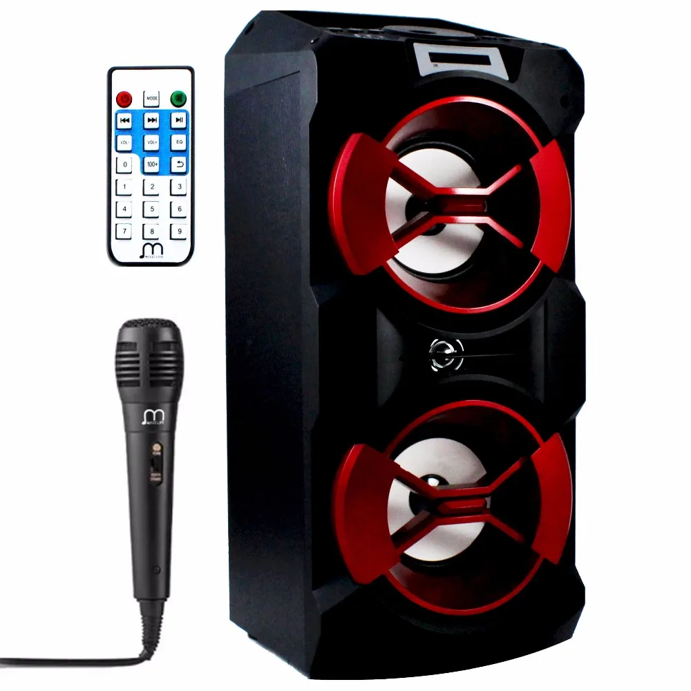 

Bluetooth Speakers Karaoke Portable with Remote and Microfone Band / Strap and LED FM Radio High Power