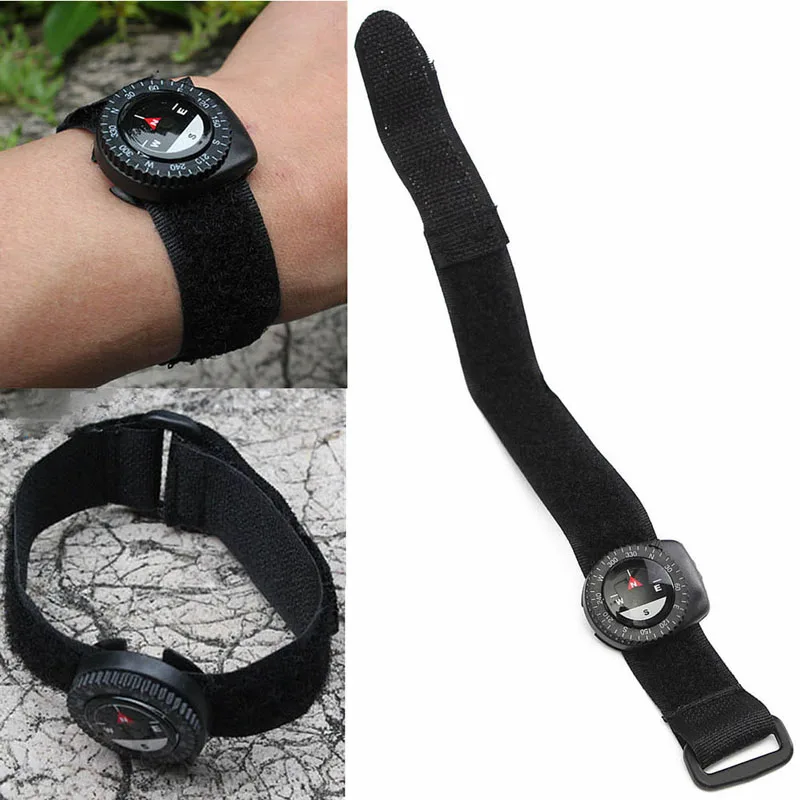 Outdoor Clip-On Watchband Compass Nylon Band Bracelet with Closure Portable