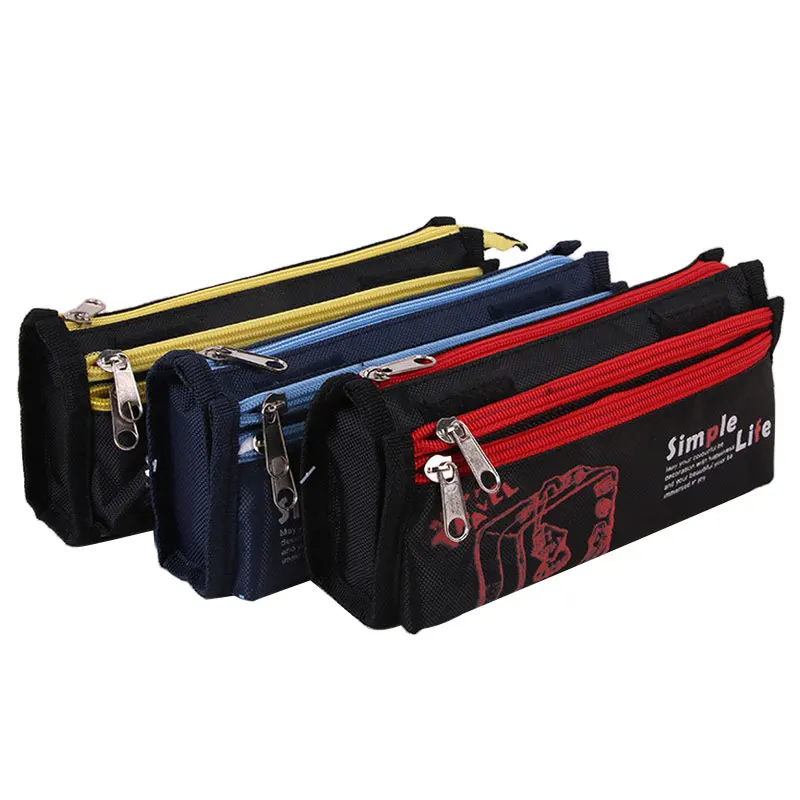 3 Layers Pencil Case Sport Style Canvas Pencil Bag Large Capacity