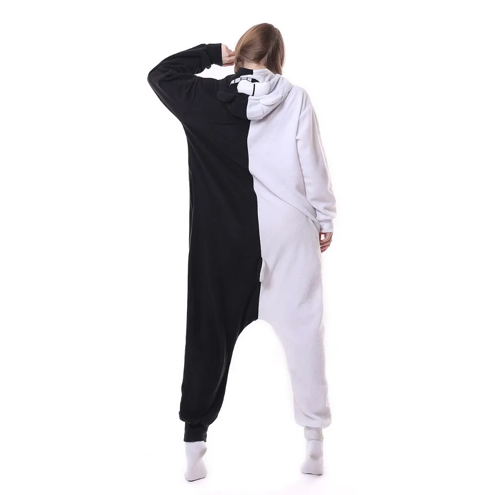 HKSNG Adultes Kigurumi Ours Animal Pyjama Noir Ours Blanc Monokuma