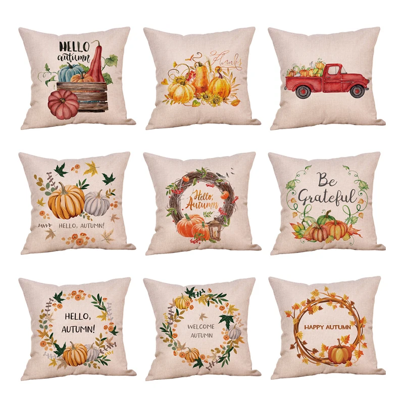 

2019 Hot Super Soft Halloween Thanksgiving Happy Fall Pumpkin Cushion Cover Decor Pillow Case Home Decorative Sofa Car
