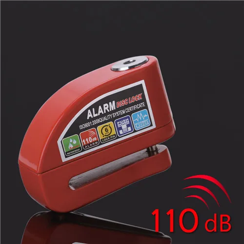 Водонепроницаемый мотоциклетный тормозной замок с сигнализацией, велосипедный дисковый Предупреждение, защита от кражи, замок с напоминанием, веревка Alarma Moto - Цвет: red