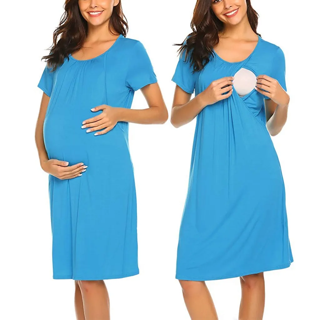 

SAGACE Ladies Maternity Breastfeeding Comfort Layered Nursing Dress Summer Clothes Pregnant Maternity Elegant Dresses