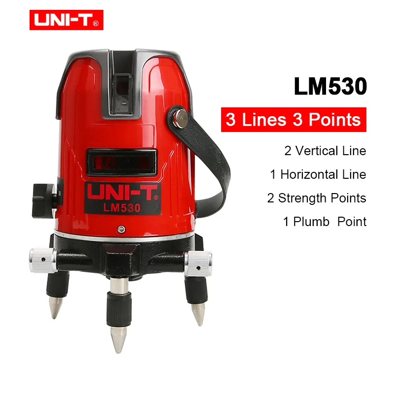 UNI-T LM520 LM530 LM550 красный и зеленый лазерный уровень 2/3/5 линии 360 градусов саморегулирующийся перекрестный лазерный уровень Красные линии лазерный уровень - Цвет: LM530