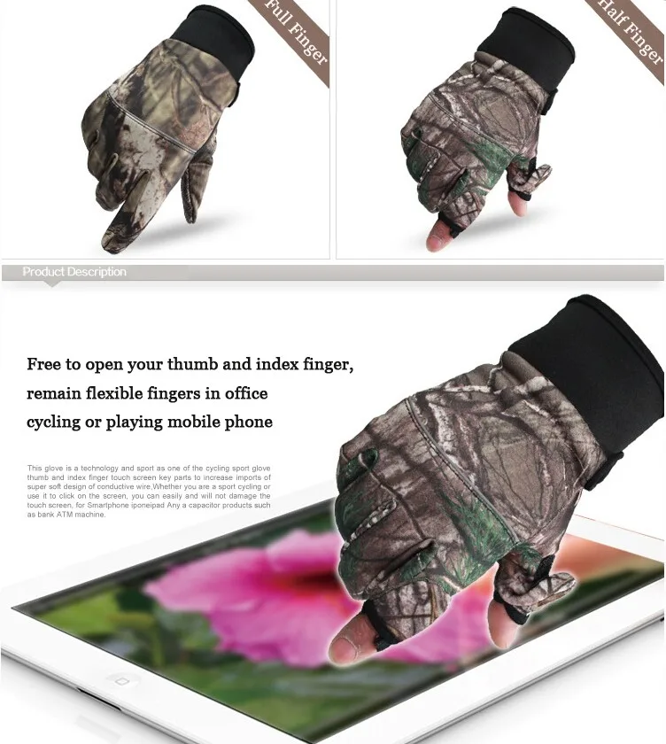 3D армейские тактические охотничьи камуфляжные противоскользящие велосипедные походные перчатки с сенсорным экраном ветрозащитные флисовые спортивные лыжные перчатки для рыбалки