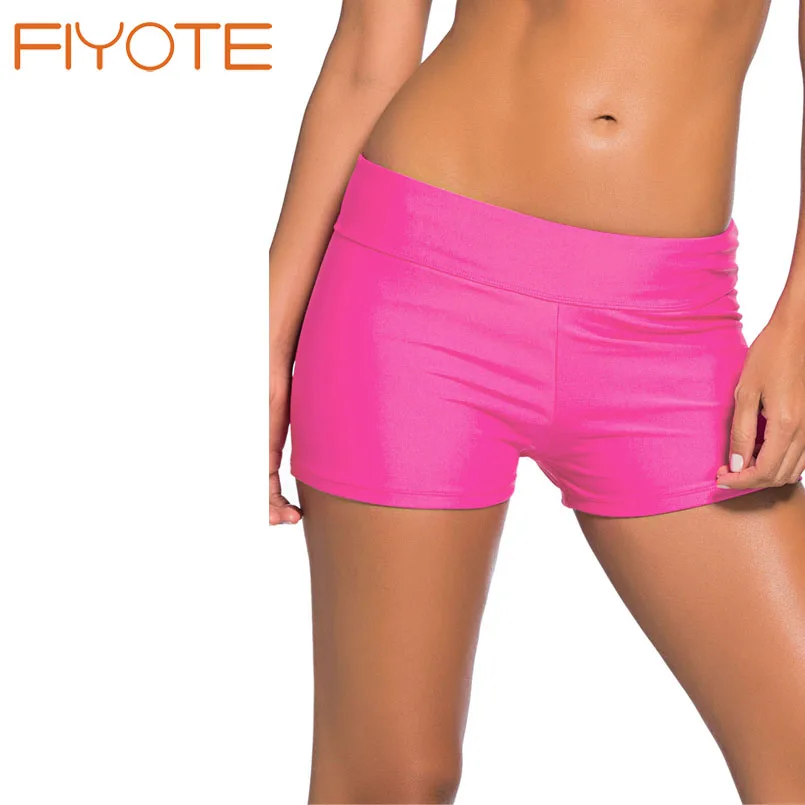 FIYOTE Sexy Bikini Shorts 2017 Purple Wide Waistband Swimsuit Bottom