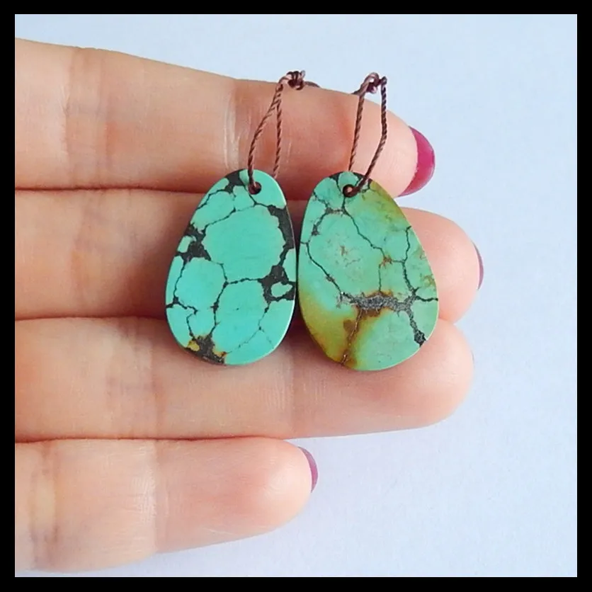 

Birthday gift ,Semi-precious stones Natural Turquoise fashion woman Earring Beads,24x15x2mm,2.9g