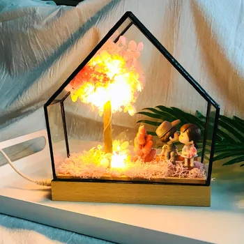 

Lantern Hydrangea Glass house Christmas Valentine Lamp Valentine's Day Girlfriend Birthday Gifts Light Decoration Lovers Present