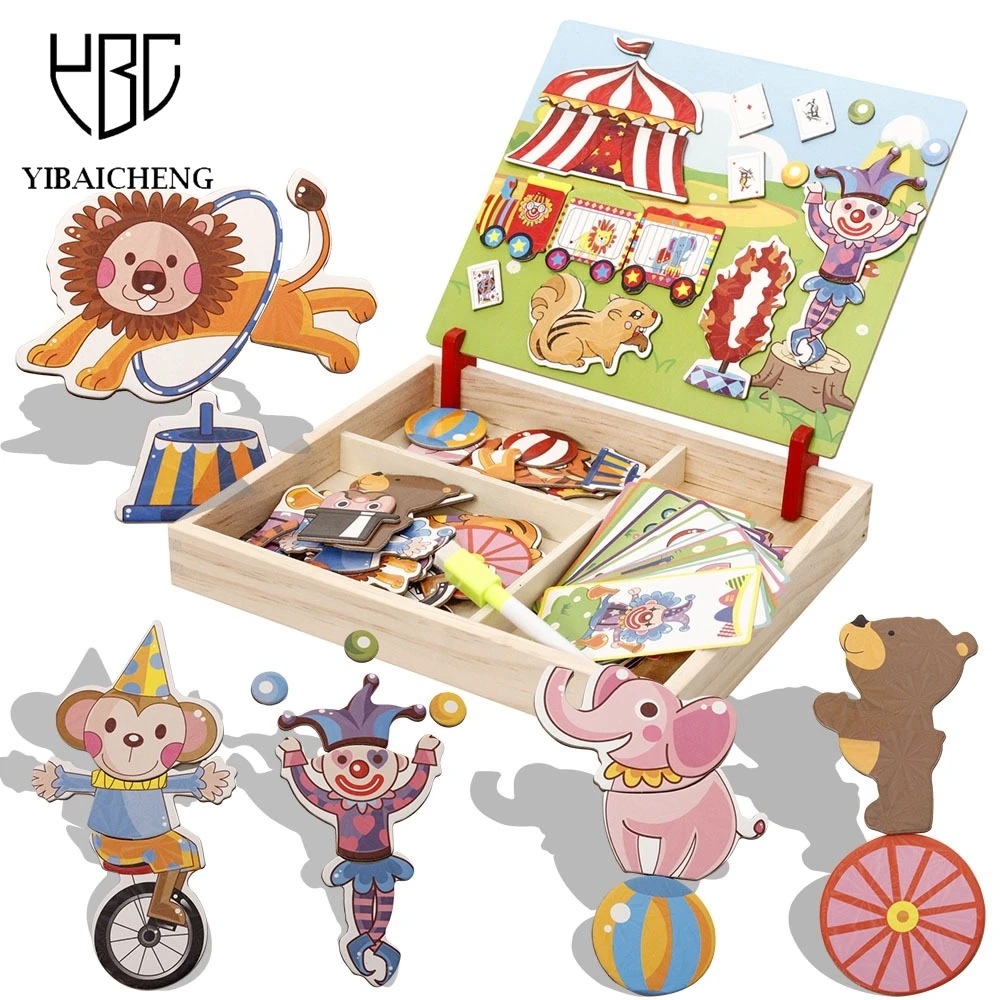 

New Multifunctional Magnetic Drawing Board Wooden Toys Puzzle Learning Painting Writing Blackboard Education Toys For Children