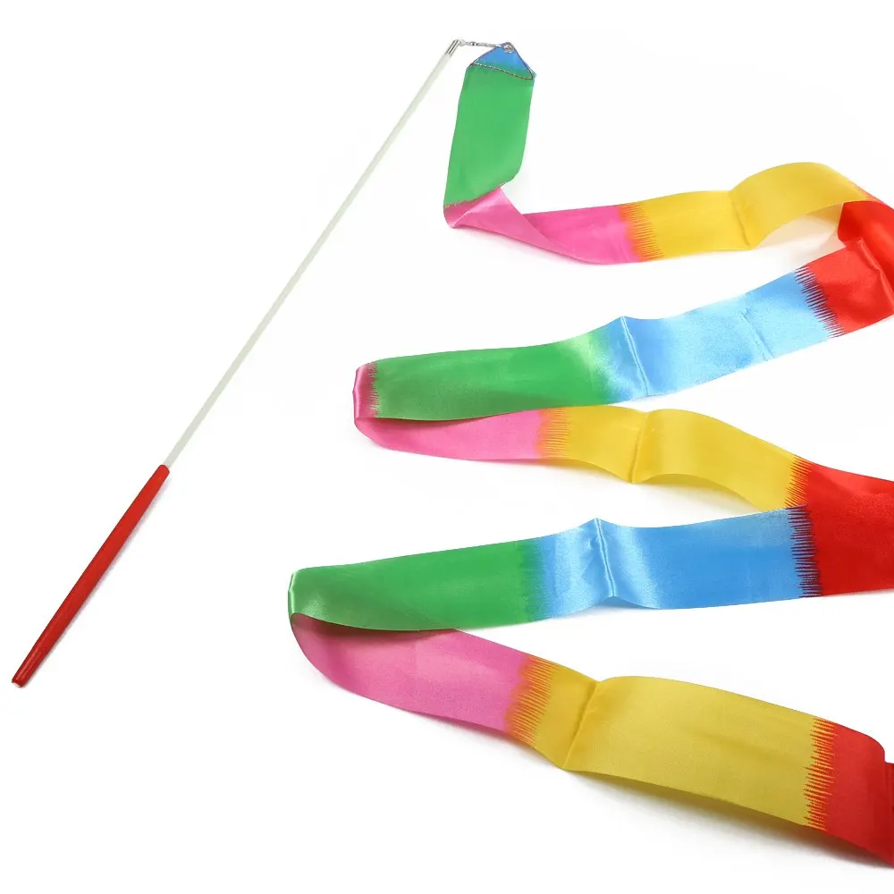 Colorful Gym Dance Ribbon Twirling Rod Stick Gym Art Rhythmic