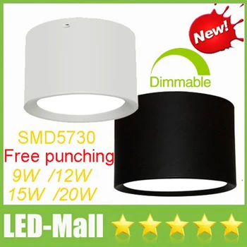 

Free punching 9W 12W 15W 20W Surface Mounted LED Downlights Ceiling Display Clothing Store Dining Room Down Lights Lamp 110-240V