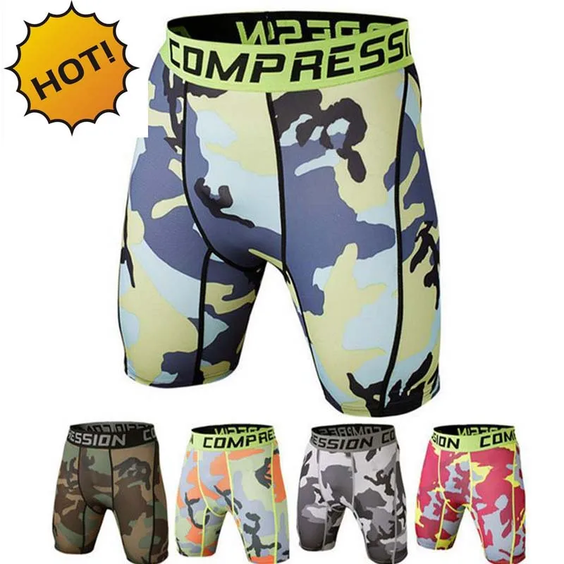 

High Quality 2019 Summer Sport Running Men Stretch Lycra Boxer Camouflage Quick Drying Compression Bodybuilding Leggings Shorts