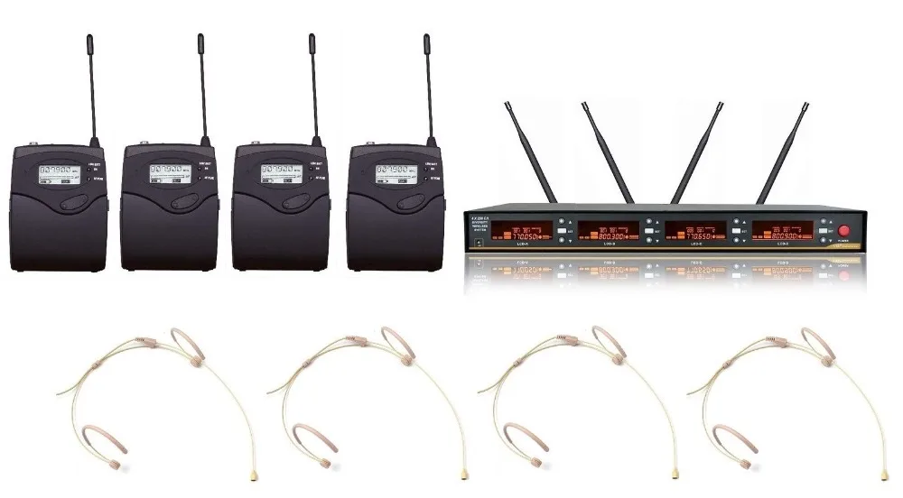 Конденсаторный микрофон UHF Беспроводная 4 гарнитура беспроводной система