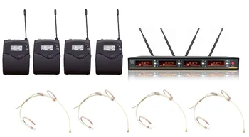 

condenser microphone UHF Wireless 4 Headset Cordless Microphone mic System Free Shipping