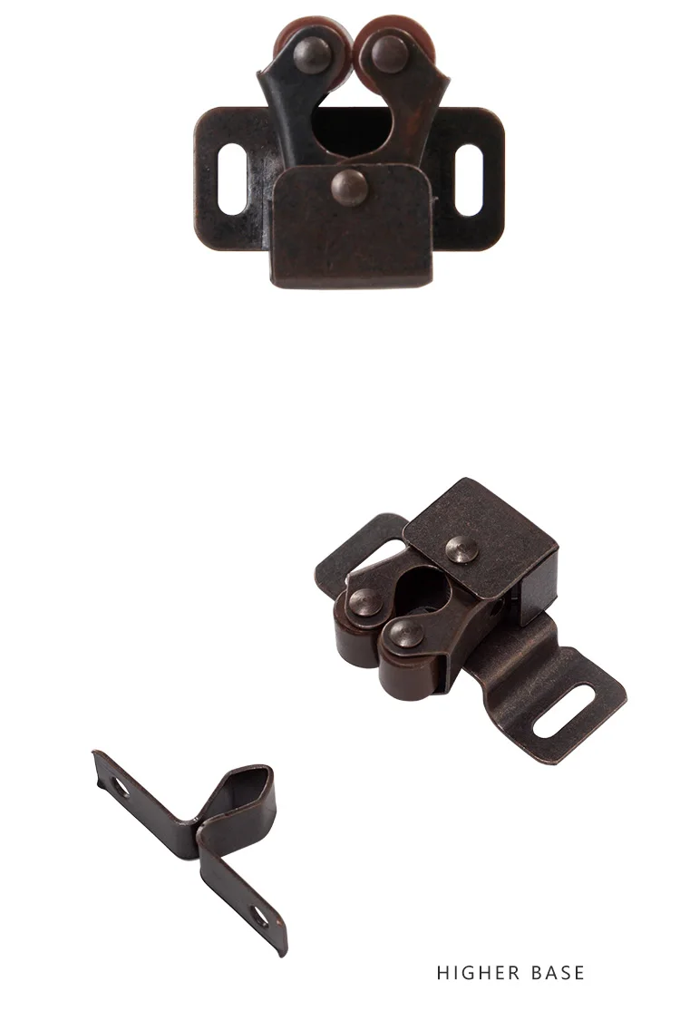 iron material antique copper color Roller Catches Cupboard Cabinet Door Latch Twin Double Catches with striker and free Screws