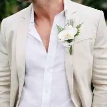 Портной из льна мужские костюмы для пляжа свадебный Блейзер masculino Slim Fit Выпускной смокинг для приемов шафер Жених костюм 2 шт