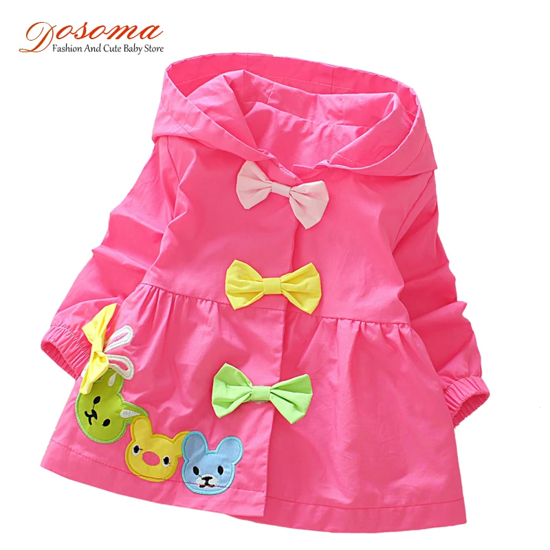 

Baby Girls Jacket Clothes 2017 Spring Cotton Sweet Newborn Baby Bow Cartoon Bear Hooded Windbreaker For Girls Jackets And Coats