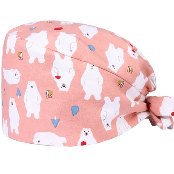 

Polar Bear Nursing Scrub Caps Surgical Caps Medical OR Work Skull Hats 100% Cotton Sweatband Hospital Dentist Veterinary Hat