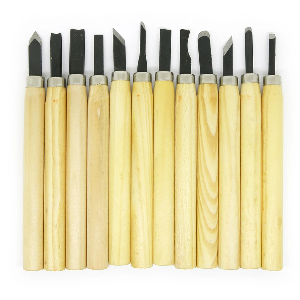 

12pcs Wood Carving Chisel Knife Tools Set Woodcut for Sculpture DIY Hand Craft