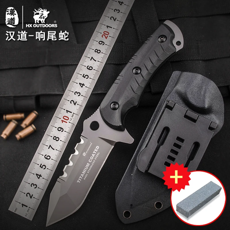 

HX OUTDOORS Rattlesnake outdoor tactical knife, high hardness field survival, self-defense saber, portable tool knife