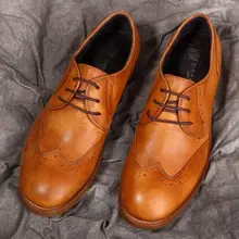 Модный комплект одежды из 2 Для мужчин обувь со шнуровкой Туфли под платье обувь из натуральной кожи; с круглым носком; с Туфли-оксфорды Бизнес офисные Туфли на низком каблуке