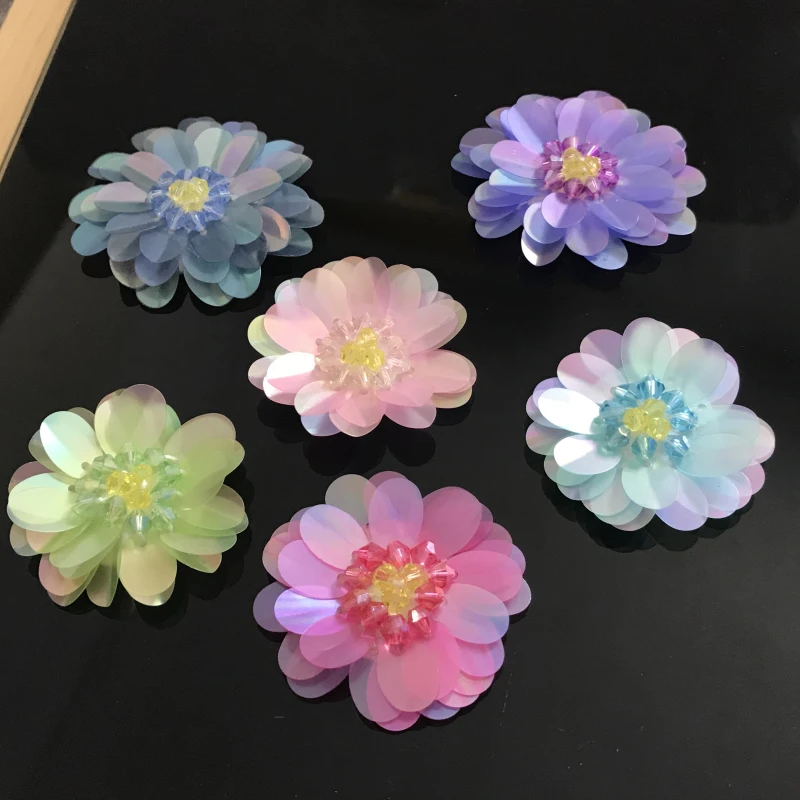 4 beaded flowers patch