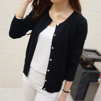 

Short Cardigan Female 2018 Spring Summer O-neck Long Sleeve Crochet Cardigan Women Sweater Fashion Knitted Jacket Tops
