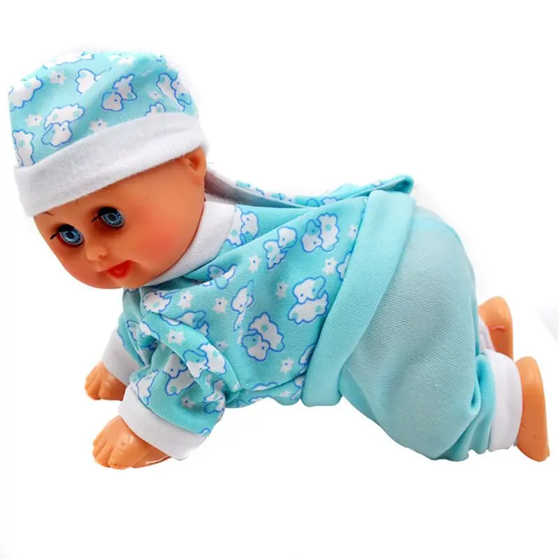 Забавная электрическая умная кукла, смеющаяся, плачущая, Поющая, ползающая, Детская кукла, игрушка для девочки, подарок, Dec17 - Цвет: BL