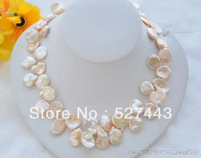 

Wholesale free shipping >>Huge 17" 20mm PINK lamina KESHI REBORN PEARL NECKLACE